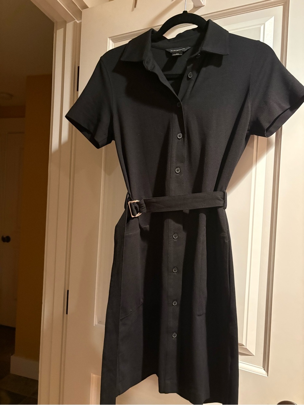 Club Monaco Black Belted Polo Shirt Dress Size Small